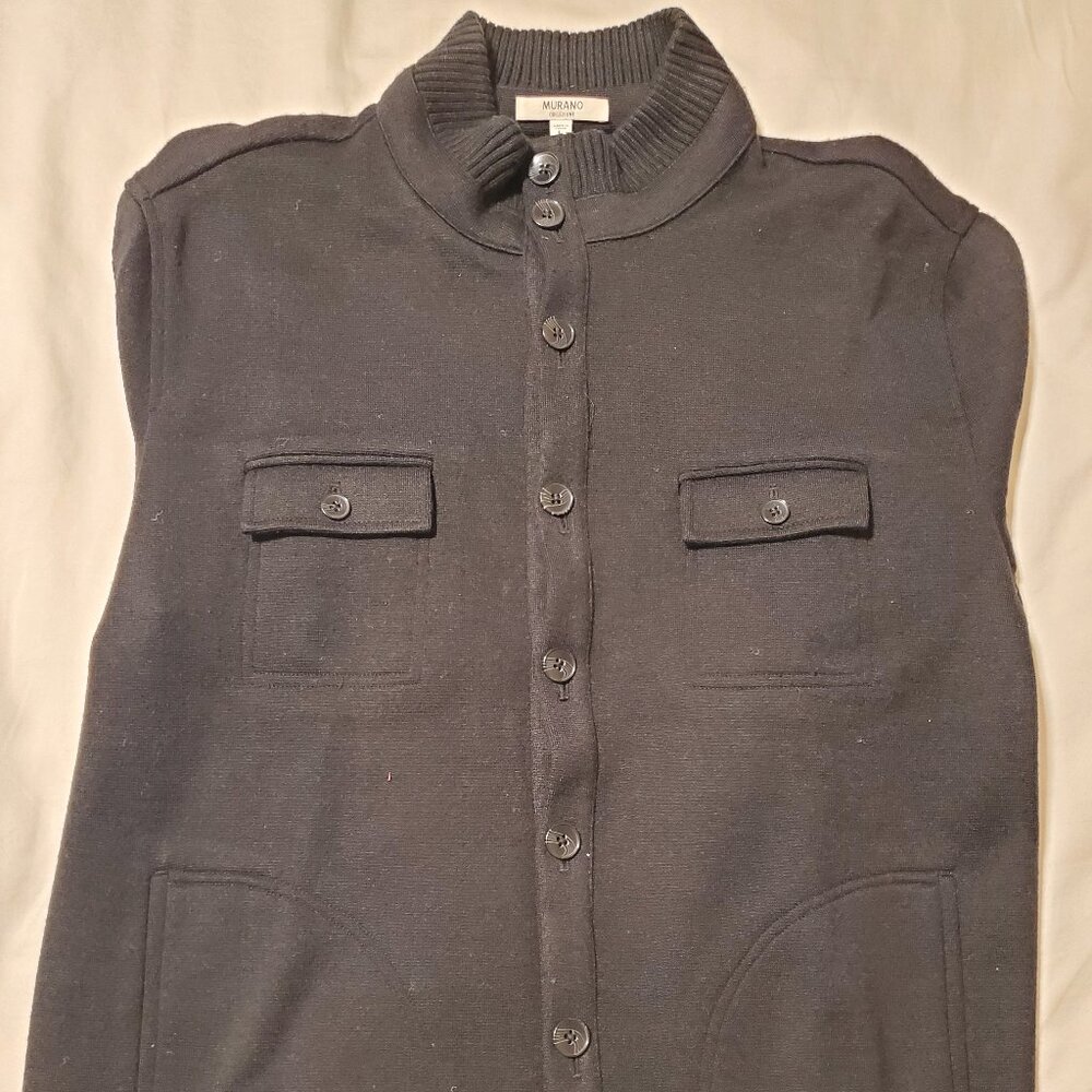 Murano Collezione Black Long Sleeve Button Front Sweater Mens Large